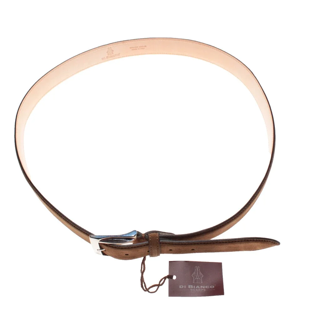 Di Bianco NWT Cut to Size Dress Belt In Solid Brown Suede Leather One Size